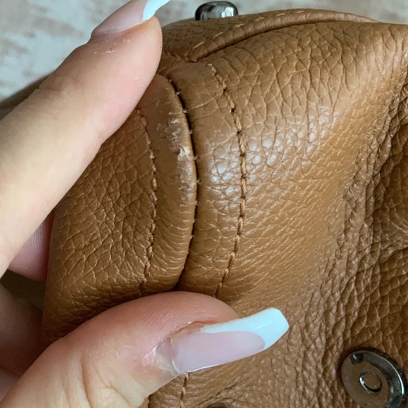 CHARLES JOURDAN Flora Pebbled Leather Brown Medium Shoulder Purse Bag LIKE NEW - Picture 10 of 16